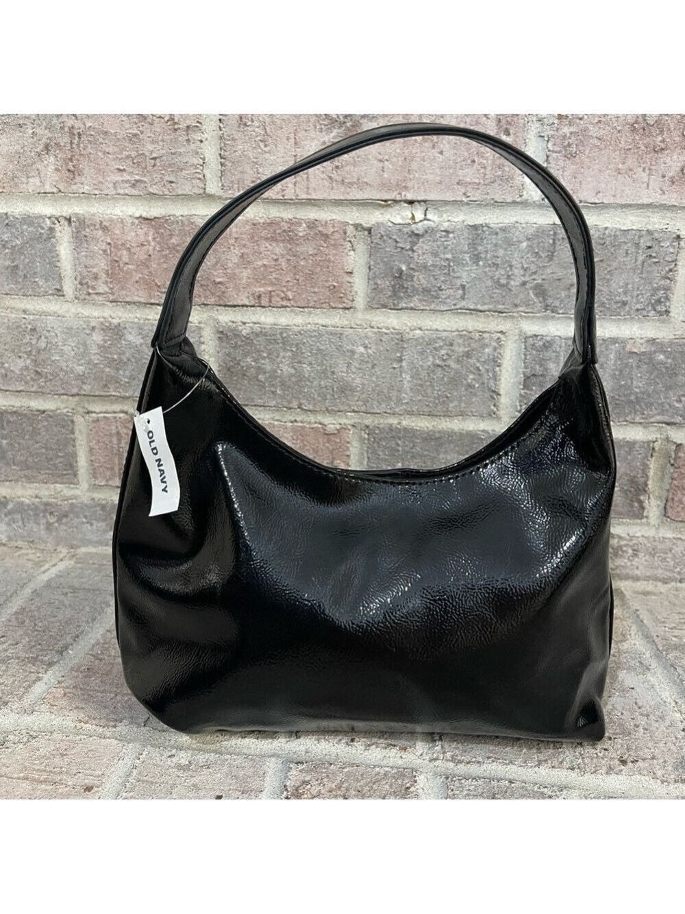 Old Navy Glossy Black Hobo Bag